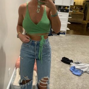 Green wrap sweater cami